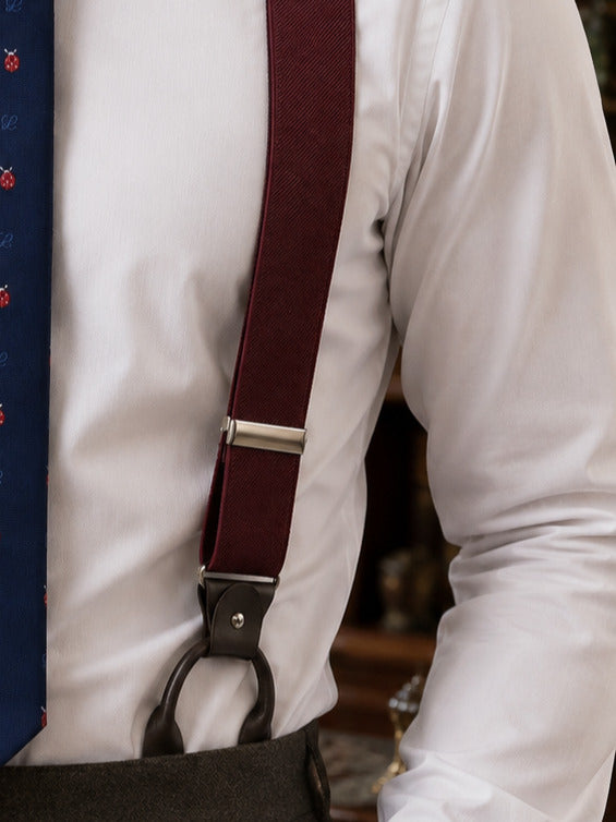 Burgundy Herringbone Silk Braces