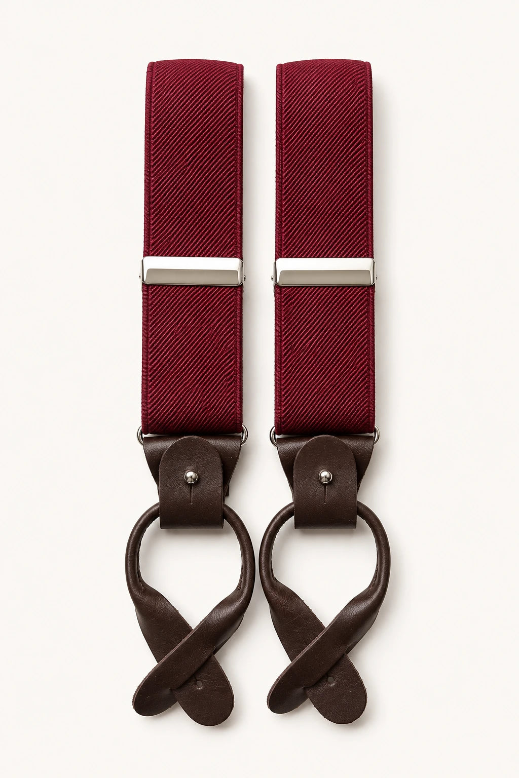 Burgundy Herringbone Silk Braces
