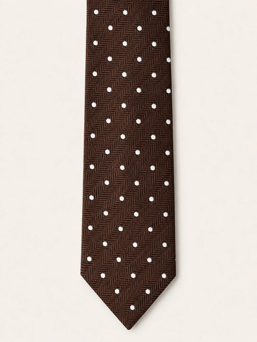 Espresso Silk Tie — The Pin Dot Motif
