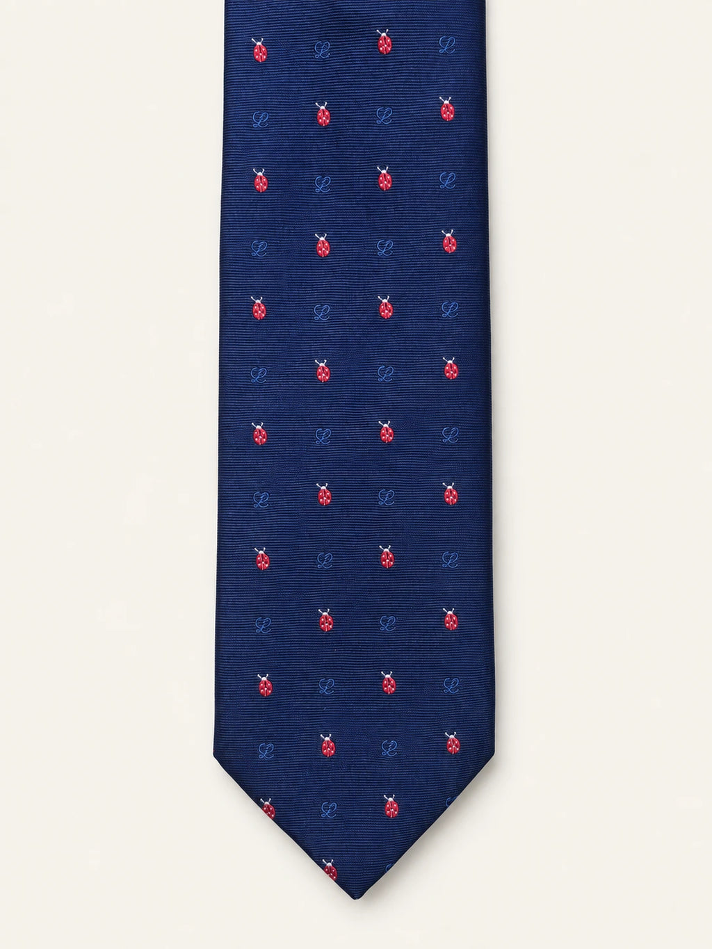 Navy Ladybird Silk Twill Tie
