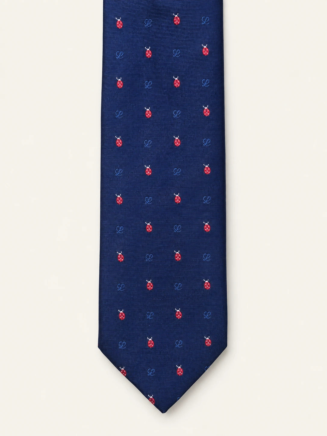 Navy Ladybird Silk Twill Tie