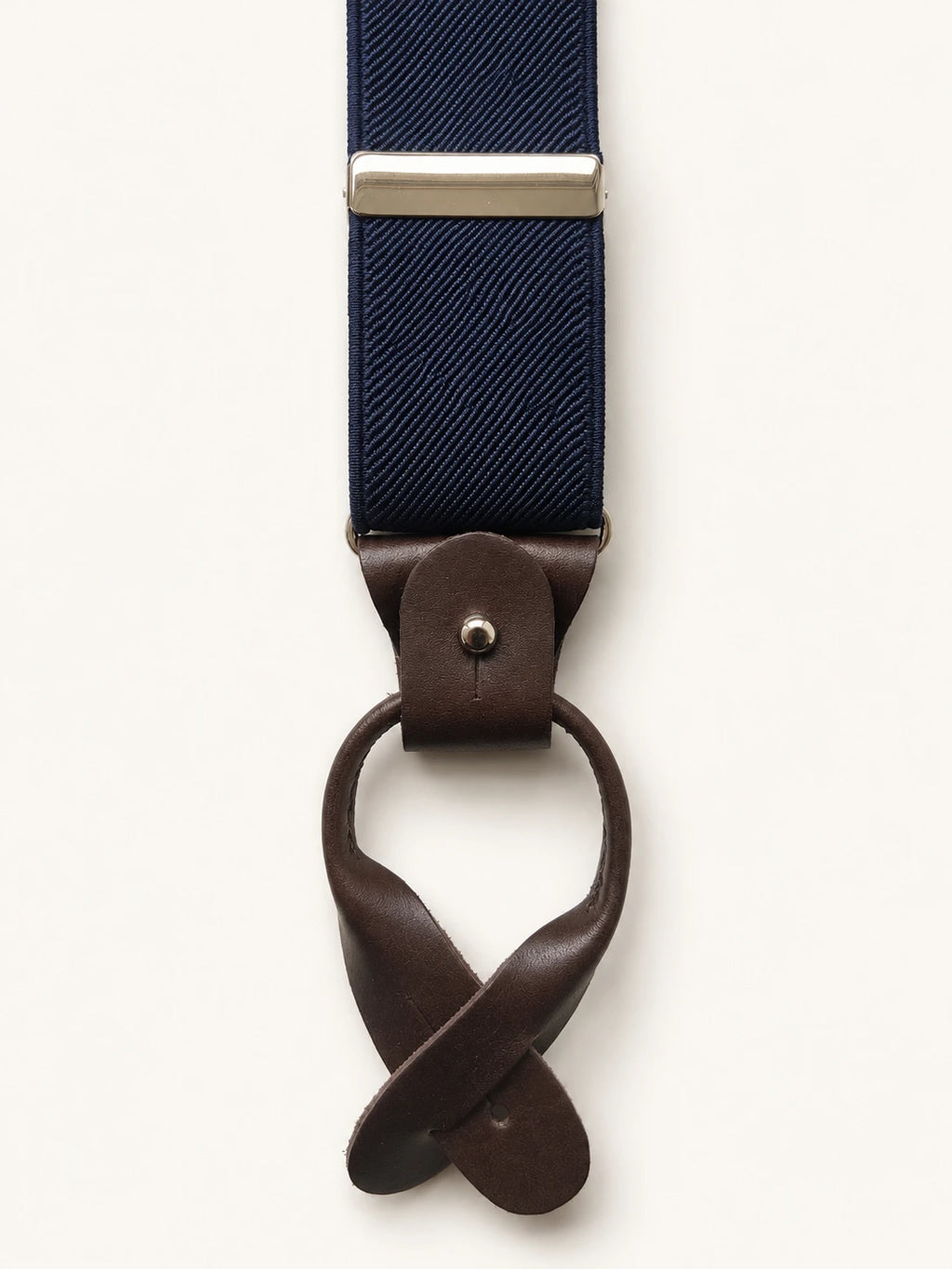 Navy Herringbone Silk Braces