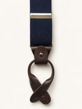 Navy Herringbone Silk Braces