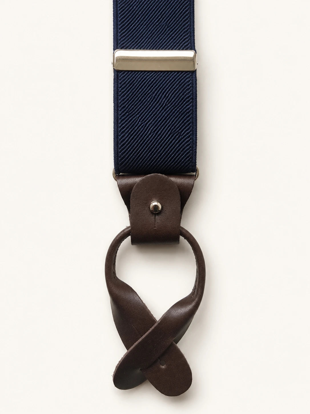 Navy Herringbone Silk Braces