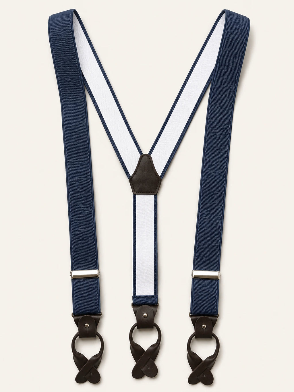 Navy Herringbone Silk Braces
