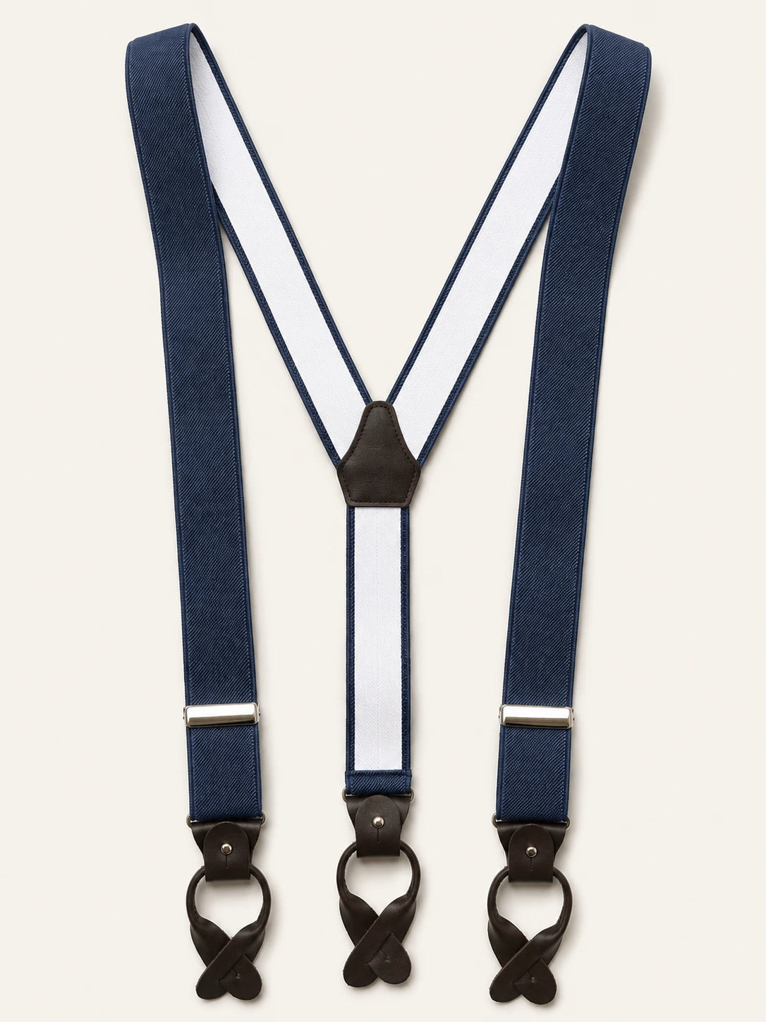 Navy Herringbone Silk Braces