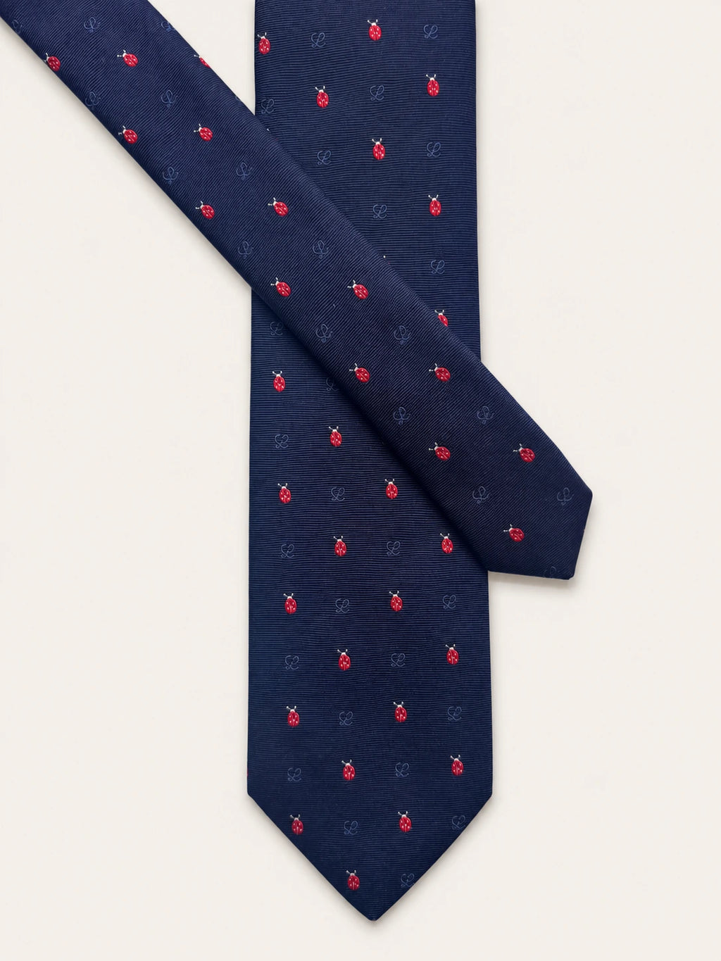 Navy Ladybird Silk Twill Tie