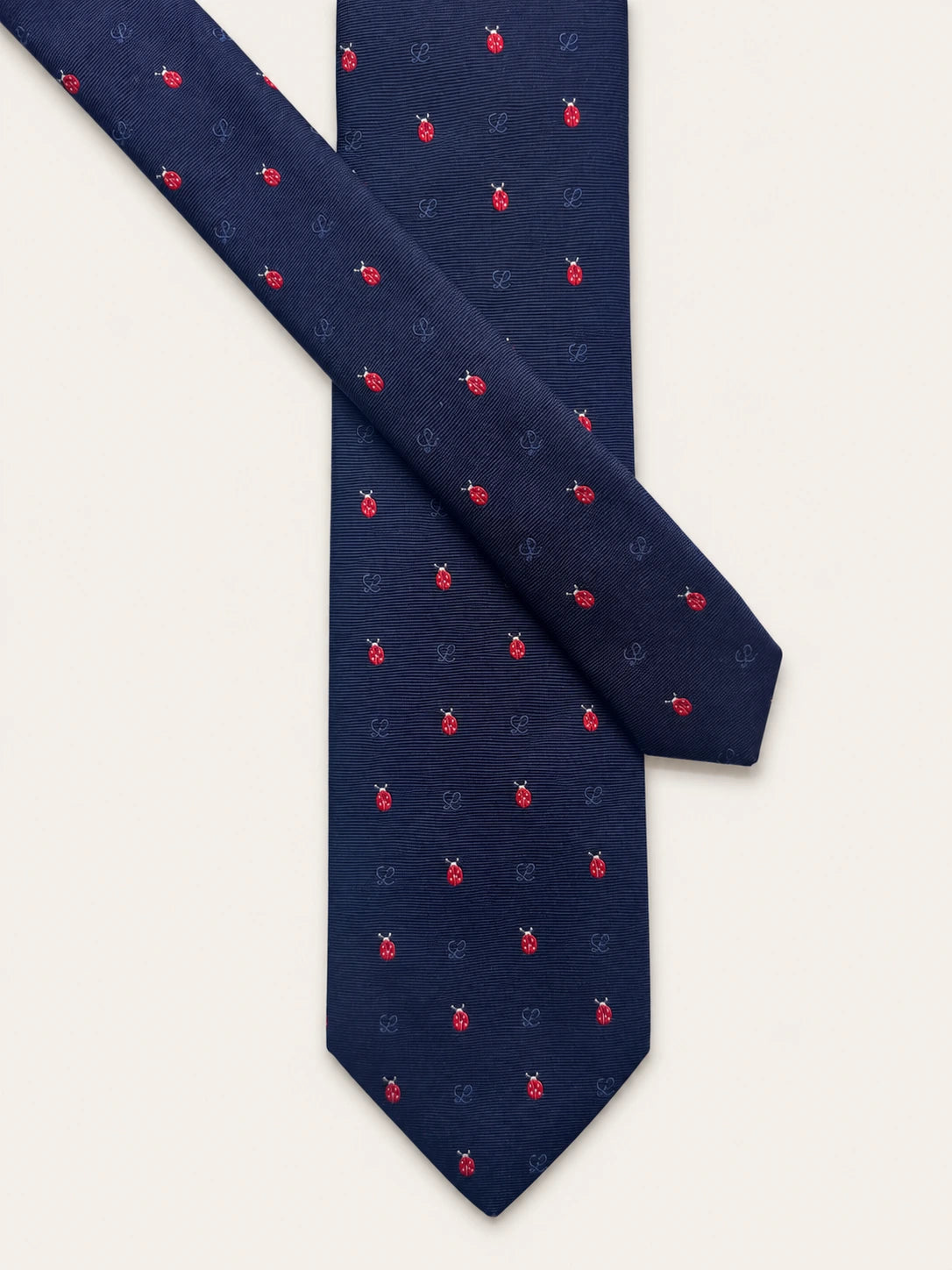 Navy Ladybird Silk Twill Tie
