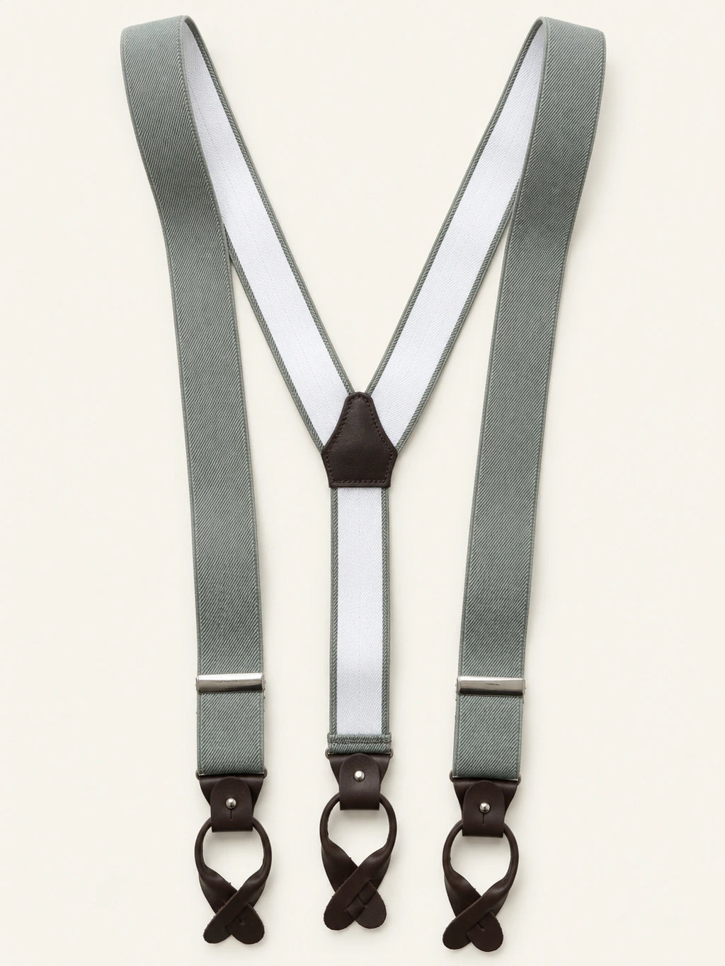 Sage Green Herringbone Silk Braces