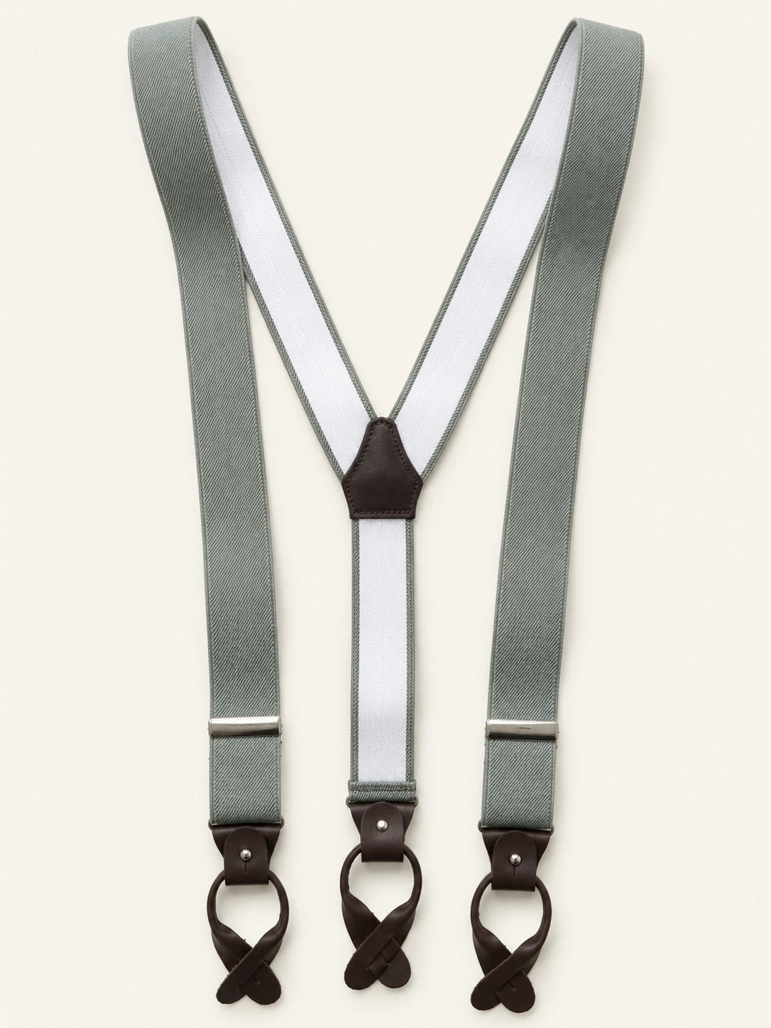 Sage Green Herringbone Silk Braces