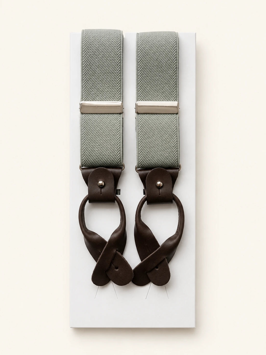 Sage Green Herringbone Silk Braces