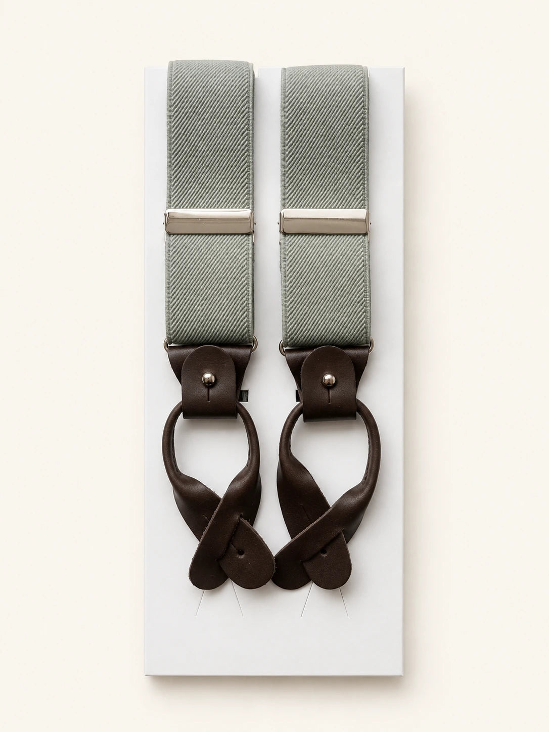 Sage Green Herringbone Silk Braces