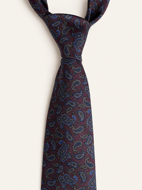 Burgundy Paisley Silk Tie - Redhouse & Bellew