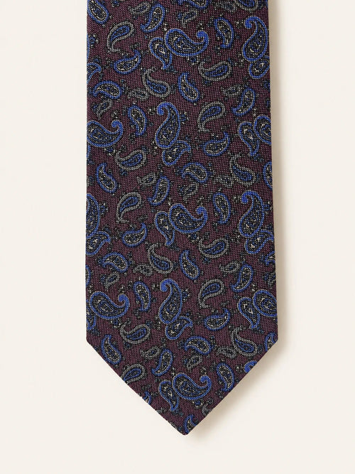 Burgundy Paisley Silk Tie - Redhouse & Bellew