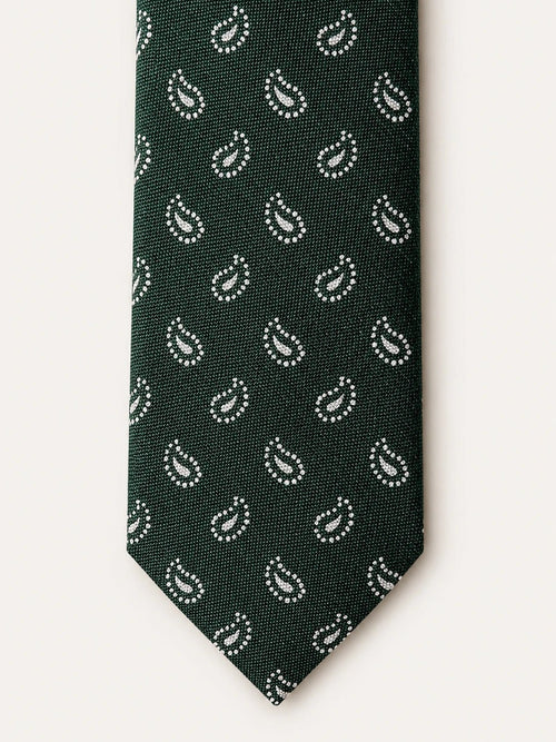 Forest Green Dotted Paisley Silk Tie - Redhouse & Bellew