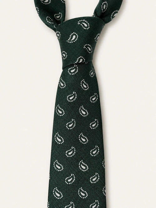 Forest Green Dotted Paisley Silk Tie - Redhouse & Bellew