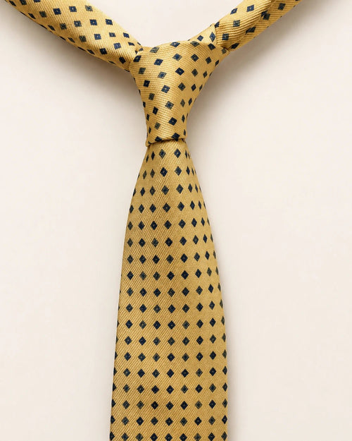 Gold Diamond Foulard Silk Tie - Redhouse & Bellew