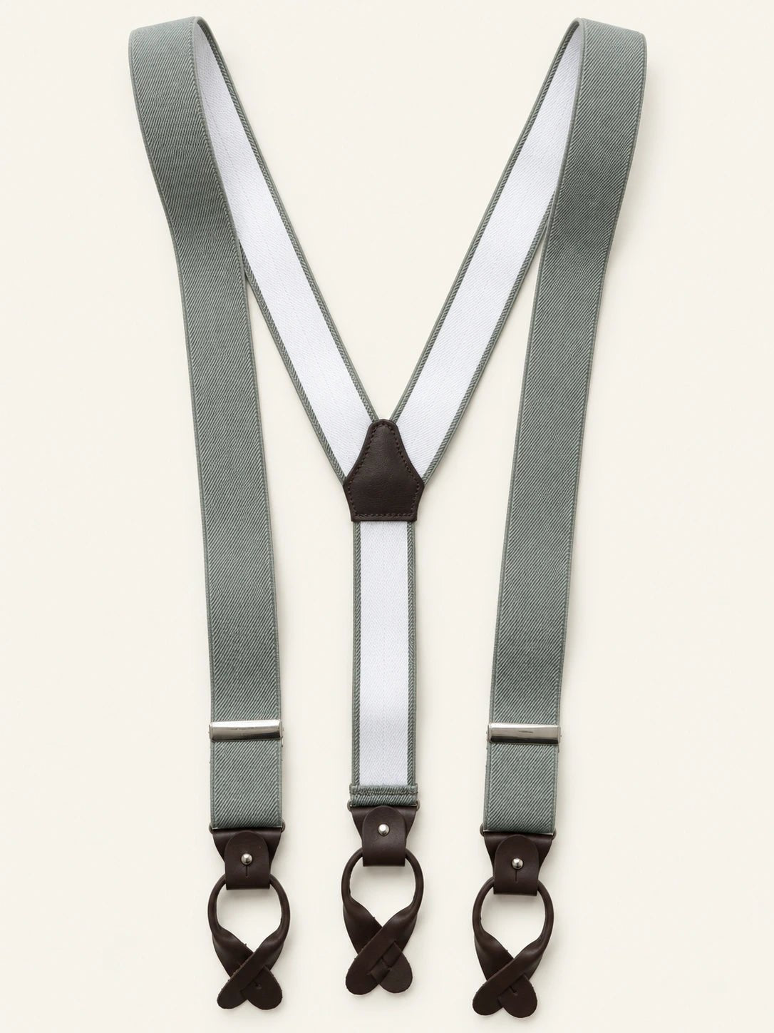 Sage Green Herringbone Silk Braces - Redhouse & Bellew