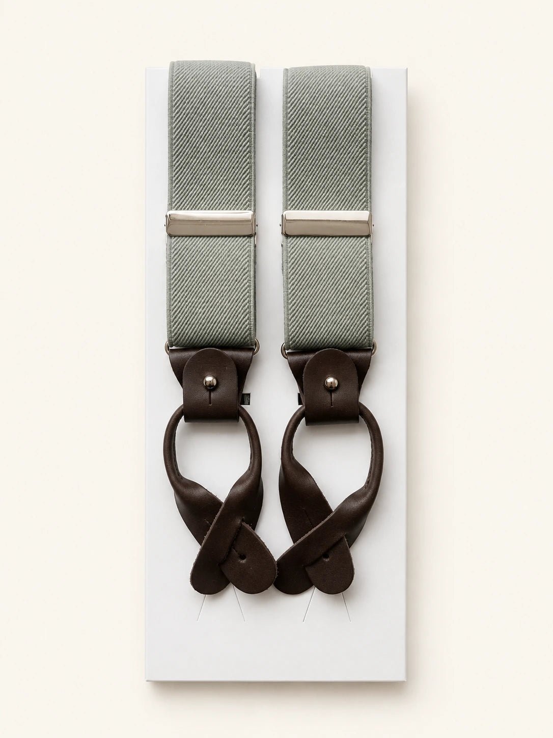 Sage Green Herringbone Silk Braces - Redhouse & Bellew